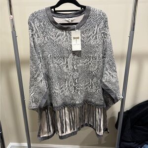 Gray Animal Print Women's Top